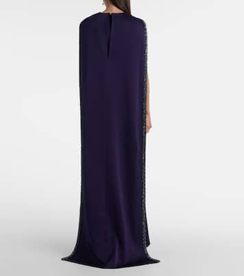 Embellished caped satin crêpe gown | Roland Mouret