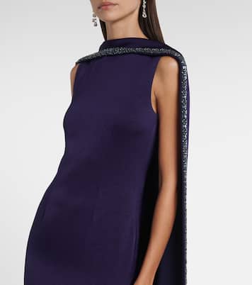 Embellished caped satin crêpe gown | Roland Mouret