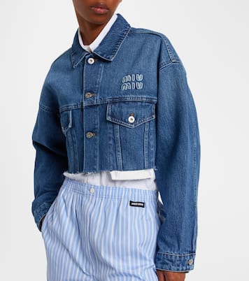 Cropped logo denim jacket | Miu Miu