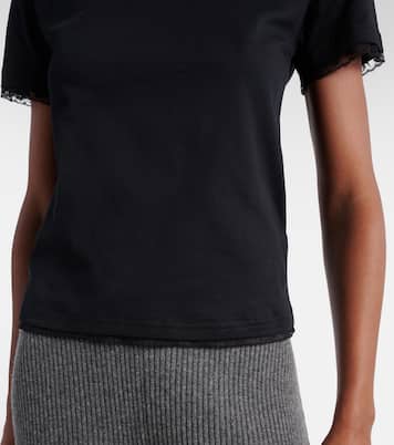 T-shirt brodé en coton et dentelle | Gucci