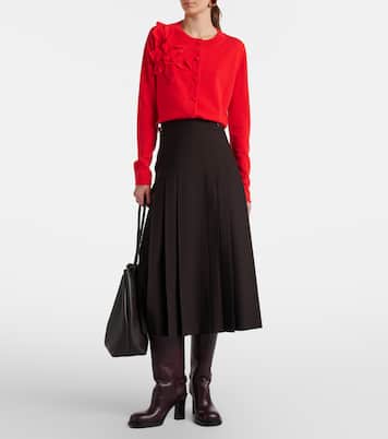 Floral-appliqué cashmere and wool cardigan | Jardin des Orangers