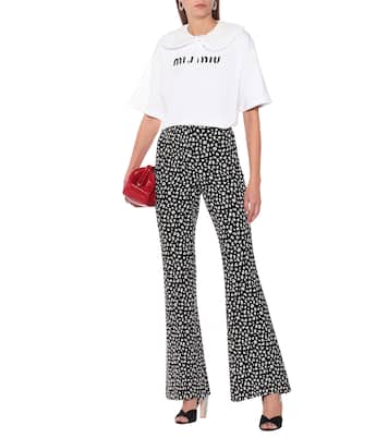 Pantalon droit imprimé en coton mélangé | Miu Miu