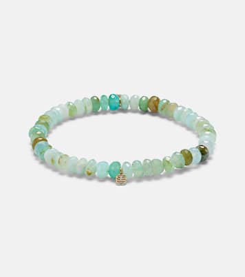 Bracelet Tiny Monstera Leaf en or jaune 14 ct et opales | Sydney Evan