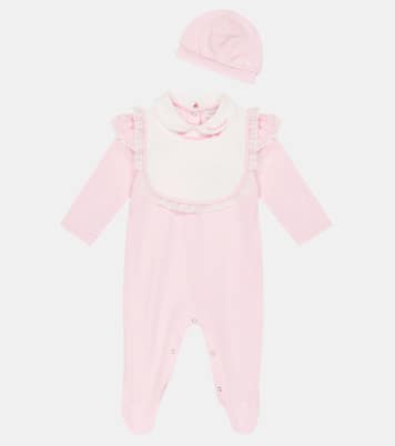 Baby - Tutina in cotone con berretto e bavaglino | Monnalisa