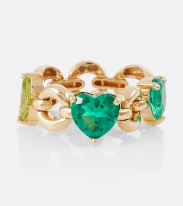 Bague Catena Petite en or 18 ct à tourmaline, péridot et émeraude | Nadine Aysoy