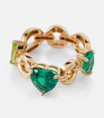 Bague Catena Petite en or 18 ct à tourmaline, péridot et émeraude | Nadine Aysoy