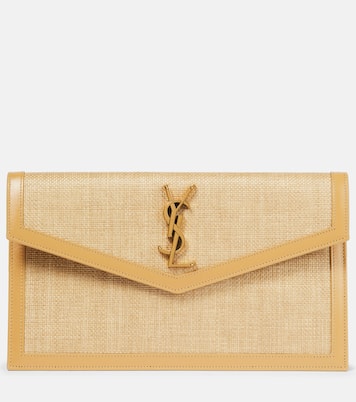 Clutch Uptown in rafia e pelle | Saint Laurent