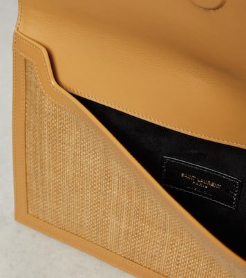 Clutch Uptown in rafia e pelle | Saint Laurent