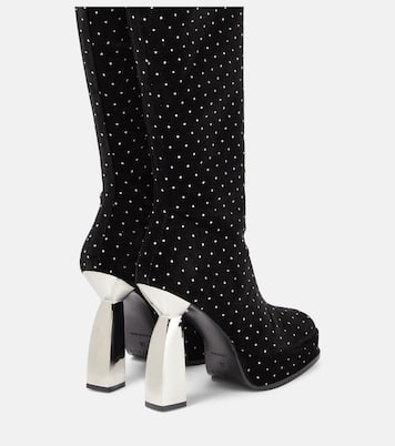 Angel S embellished velvet knee-high boots | Nodaleto