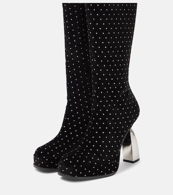 Angel S embellished velvet knee-high boots | Nodaleto