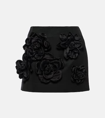 Minifalda de mezcla de algodón con apliques florales | Dolce&Gabbana