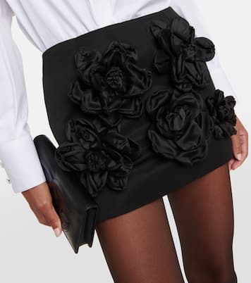 Minifalda de mezcla de algodón con apliques florales | Dolce&Gabbana