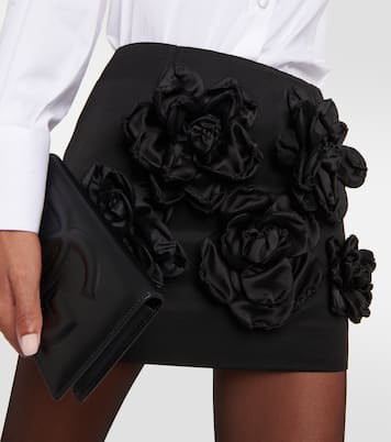 Minifalda de mezcla de algodón con apliques florales | Dolce&Gabbana
