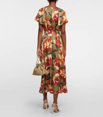 Francie printed satin midi dress | Velvet