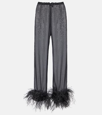 Plumage feather-trimmed wide-leg pants | Oséree