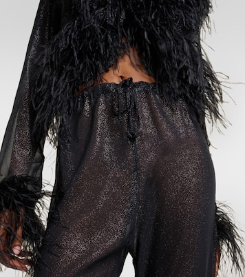 Plumage feather-trimmed wide-leg pants | Oséree