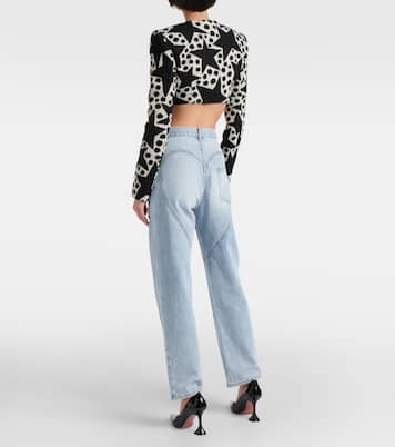 Jeans con cristalli e cut-out | Area