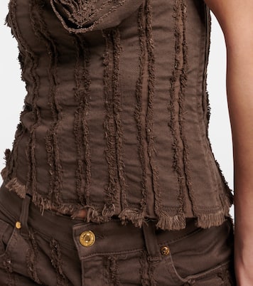Corsetto di jeans con applicazione floreale | Blumarine