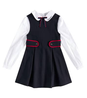 Abito in piqué e popeline di misto cotone | Dolce&Gabbana Kids
