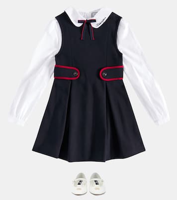 Abito in piqué e popeline di misto cotone | Dolce&Gabbana Kids