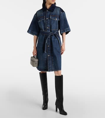 Corduroy-trimmed denim minidress | Stella McCartney