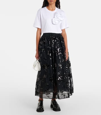 T-shirt Boy in cotone con applicazioni floreali | Simone Rocha