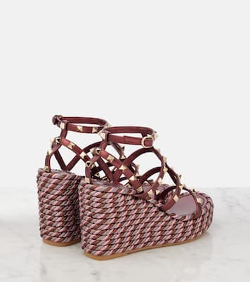 Alpargatas con cuña Rockstud 95 de piel | Valentino Garavani