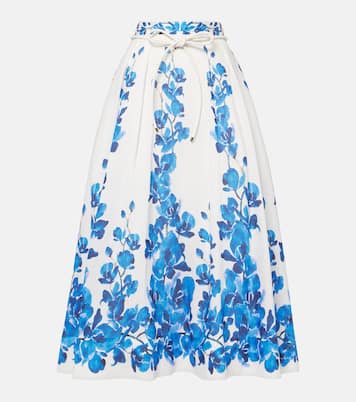 Jupe midi Orchid Blues à fleurs | Rebecca Vallance