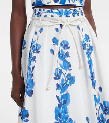 Jupe midi Orchid Blues à fleurs | Rebecca Vallance