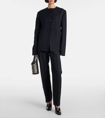 Lenn pinstripe wool-blend straight pants | Khaite