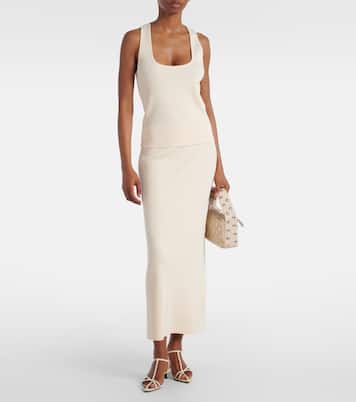 Ribbed-knit cotton-blend midi skirt | Vince