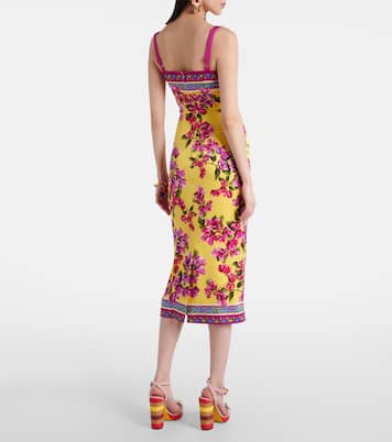 Abito midi Taormina in misto seta con stampa floreale | Dolce&Gabbana