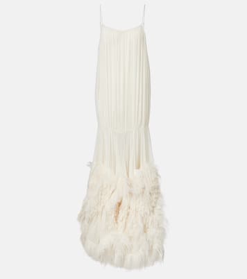Feather-trimmed gathered gown | Xu Zhi