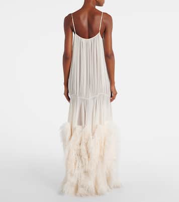 Feather-trimmed gathered gown | Xu Zhi