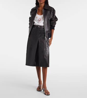 Jupe midi en cuir embossé | Rabanne