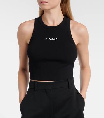 Logo cropped cotton jersey tank top | Givenchy