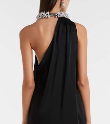 Vestido corto asimétrico de satén adornado | Stella McCartney