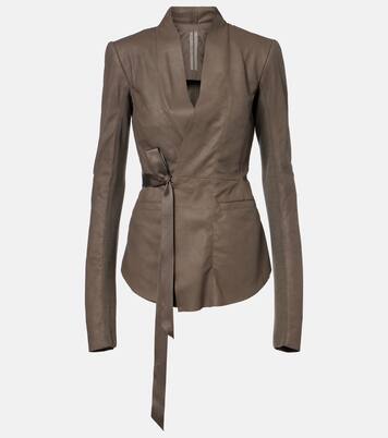 Hollywood virgin wool-trimmed leather blazer | Rick Owens