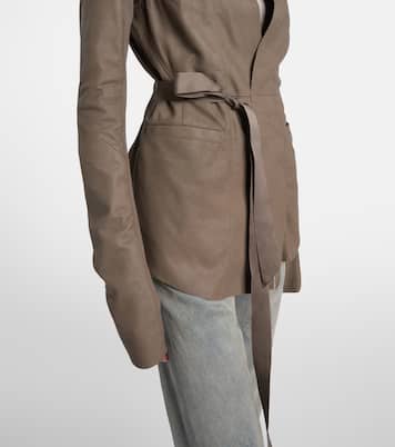 Hollywood virgin wool-trimmed leather blazer | Rick Owens