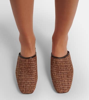 Leather-trimmed raffia mules | Brunello Cucinelli