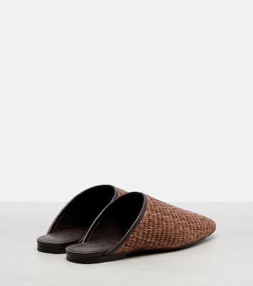Leather-trimmed raffia mules | Brunello Cucinelli
