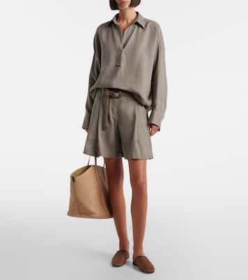 Leather-trimmed raffia mules | Brunello Cucinelli