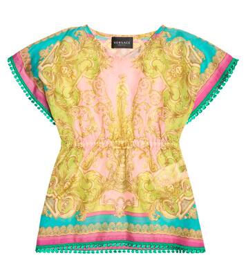 Cafetan Barocco Goddess en coton et soie | Versace Kids