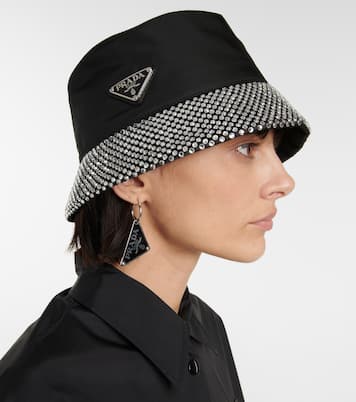 Cappello da pescatore in nylon con cristalli | Prada