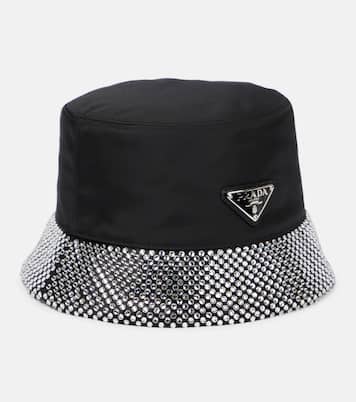 Cappello da pescatore in nylon con cristalli | Prada