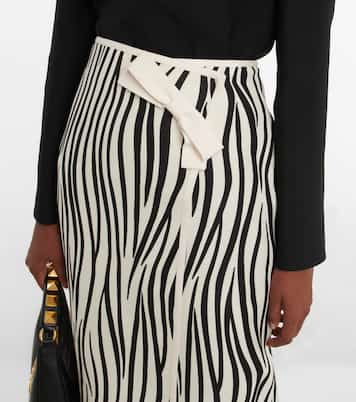 Falda midi en mezcla de lana estampada | Valentino