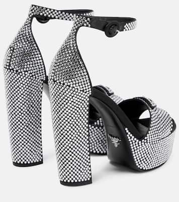 Embellished satin platform sandals | Prada