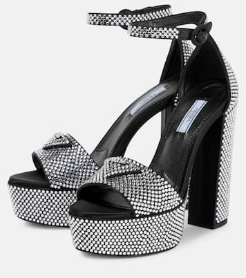 Embellished satin platform sandals | Prada