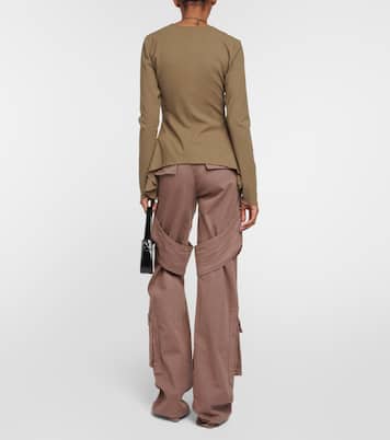 Ruffled tie-front wool-blend blouse | Blumarine