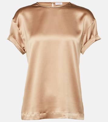 T-shirt en satin de soie mélangée | Brunello Cucinelli